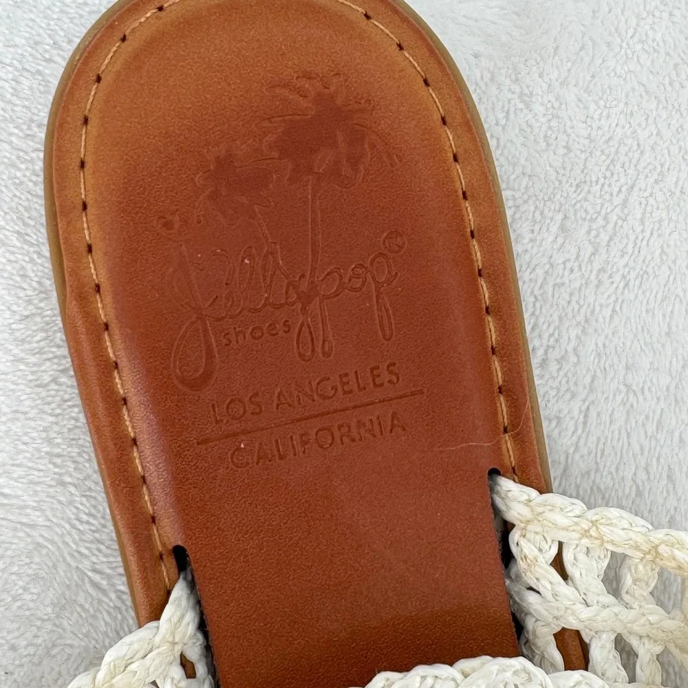 Jellypop Tamina Cream White Crochet Boho Slide Sandals Womens 8.5 M Flat Shoes